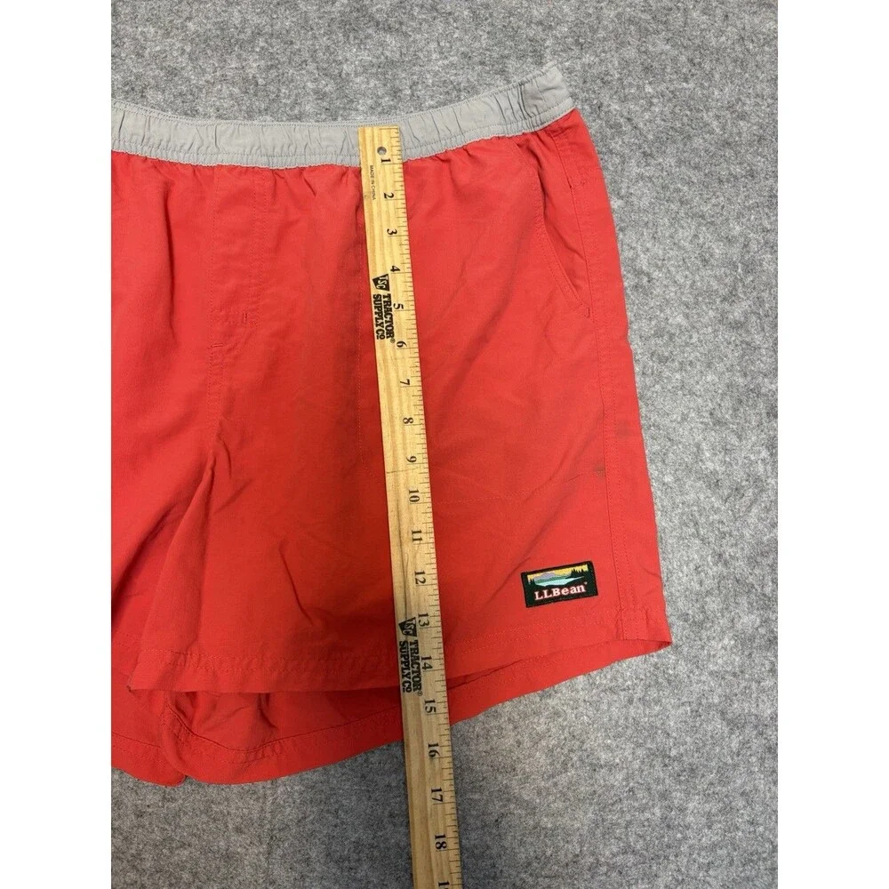 Vtg 90s L.L. Bean Men’s Salmon Swim Trunks XL  Nylon Zip Pocket Elastic Waist